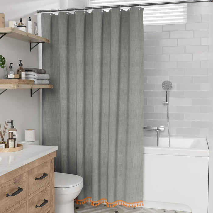 Ownkoti Solid Color Minimalist Tassel Shower Curtain - image 5