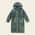 Ownkoti Striped Hooded Plush Warm Child Robe - Dark Green - Child:120-140cm - image 7