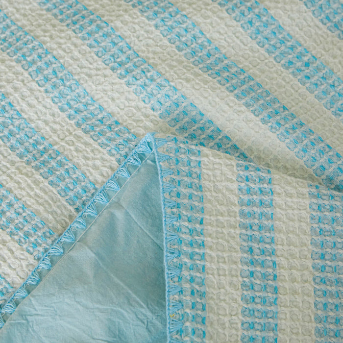 Ownkoti Textured Plaid Woven Bedspread with Scalloped Edge - image 4