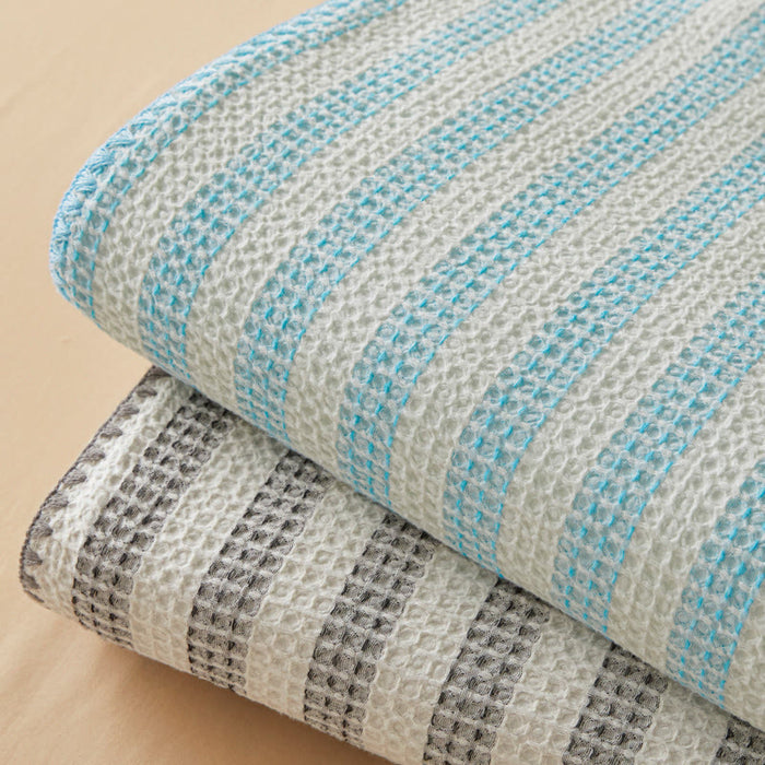 Ownkoti Textured Plaid Woven Bedspread with Scalloped Edge - image 5