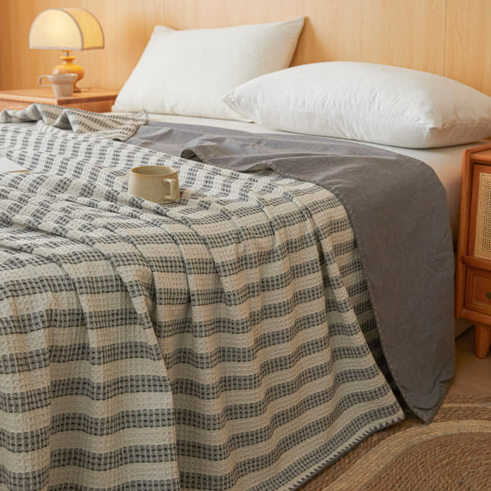 Ownkoti Textured Plaid Woven Bedspread with Scalloped Edge - Grey - 79" × 91" - image 6