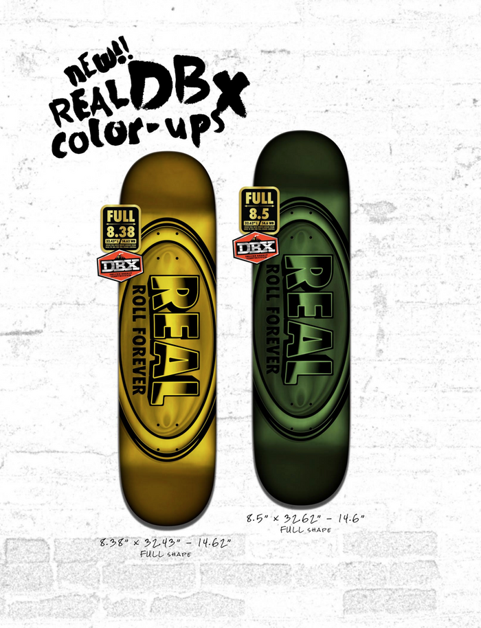 Real DBX Team Oval 8.5" Full Green Skateboard Deck