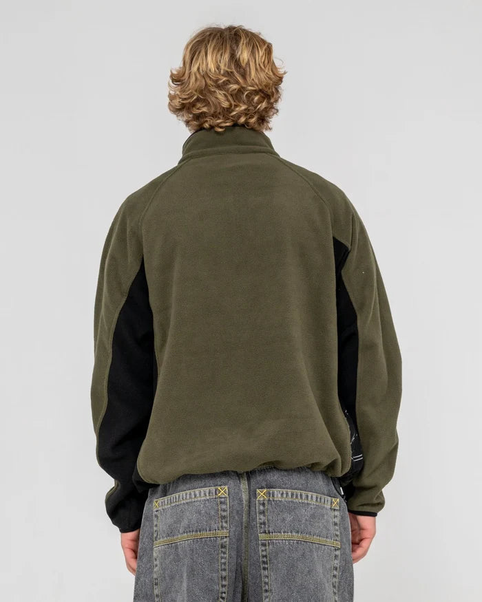 Rusty Blizzard Army Green Quarter Zip Polar Fleece