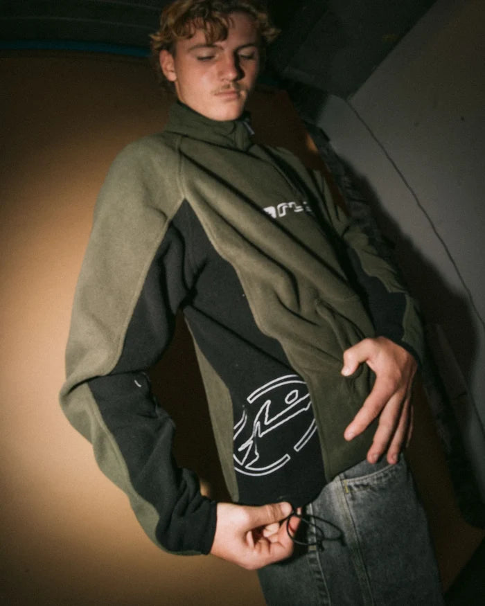 Rusty Blizzard Army Green Quarter Zip Polar Fleece