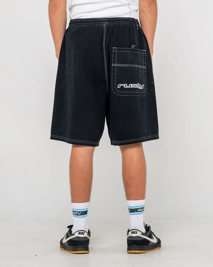 Rusty Flip Daddy Black Elastic Baggy Short