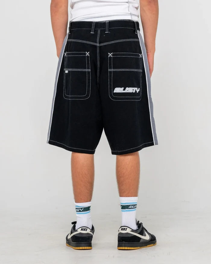 Rusty Flip Daddy Black Taped Baggy Short