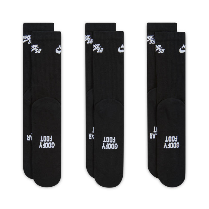 Nike Sb Everyday Elevated 3 Pack Black Crew Socks IR1328-900
