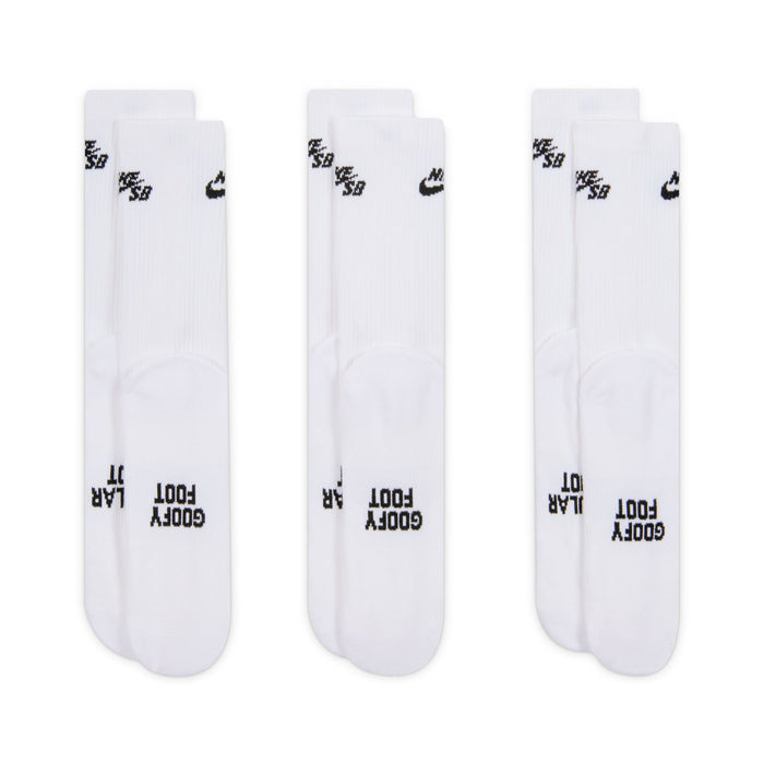 Nike Sb Everyday Elevated 3 Pack White Crew Socks IR1328-910