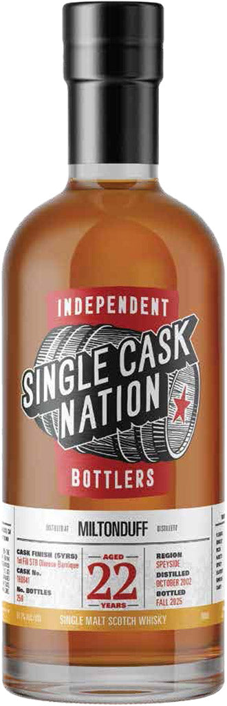 Single Cask Nation Miltonduff 22 Year Old Single Malt Whisky 2002 700ml