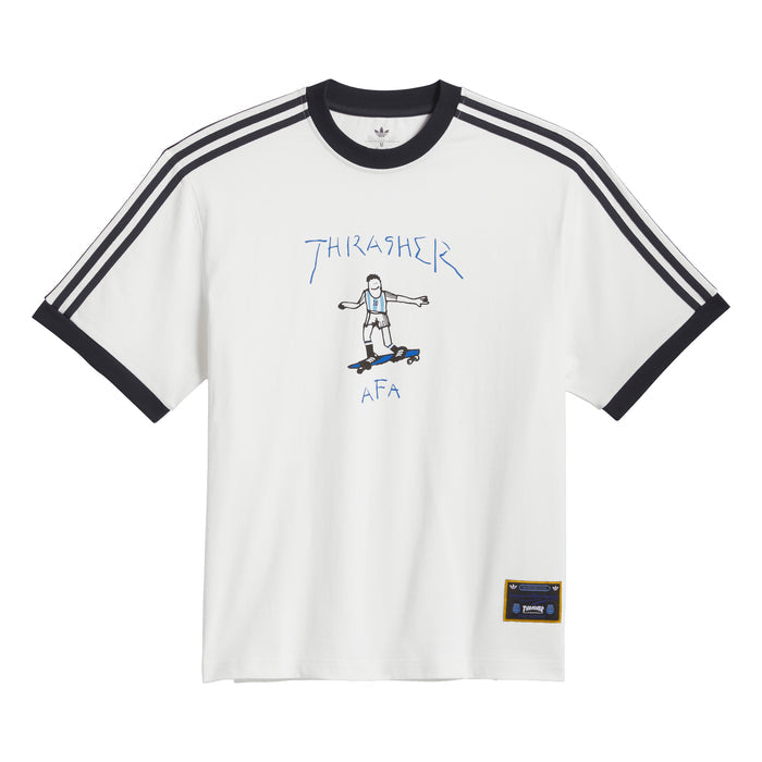 Adidas Skateboarding x Thrasher x AFA Gonz Core White Ringer S/s Shirt