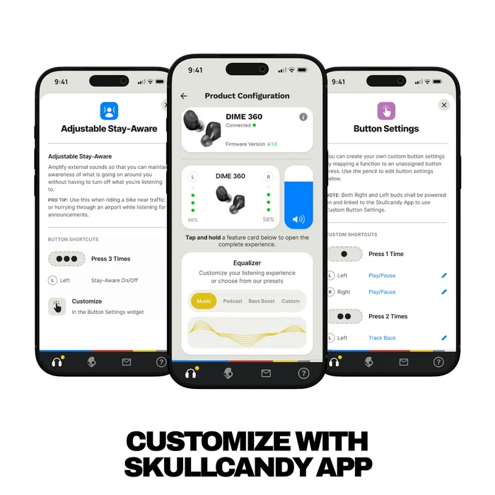 Skullcandy Dime 360 Bone Wireless Earbuds