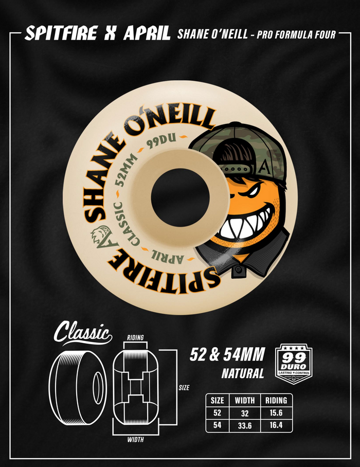 Spitfire x April Shane Formula Four Classic 99D 54mm Skateboard Wheels