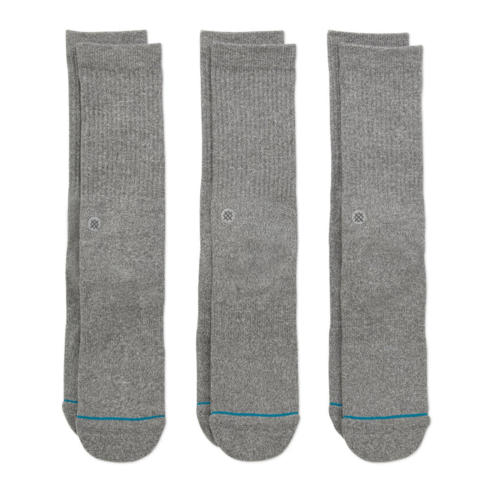 Stance Icon 3 Pack Crew Heather Grey Socks