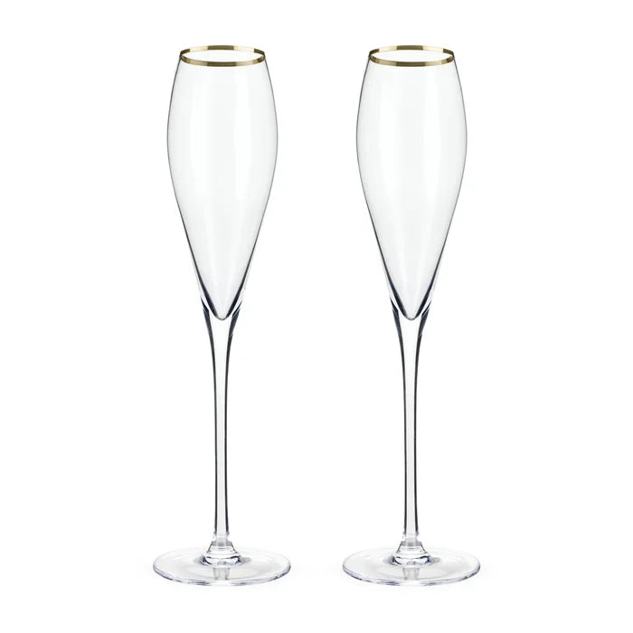 Viski Gold-Rimmed Crystal Champagne Flutes