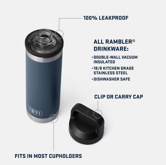 Yeti Rambler 18oz Water Bottle with Chug Cap White/Blue